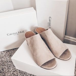 garnet hill | beige suede, open-toe, chunky heel